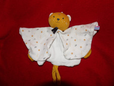 Doudou Plat Sucre d'Orge Chat Léopard Orange Cape Blanche Empreinte Patte