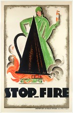 Original Art Deco Poster - Charles Loupot - Stop-Fire - Automobile - Car - 1925