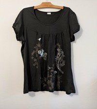 Shirt noir argent coton - t-shirt, et