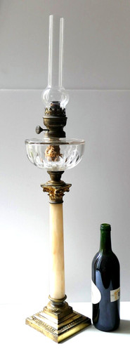 Lampe pétrole xixe colonne - lampe,
