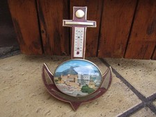 ancre marine en bois avec cadre verre bombé souvenir monaco et thermomètre