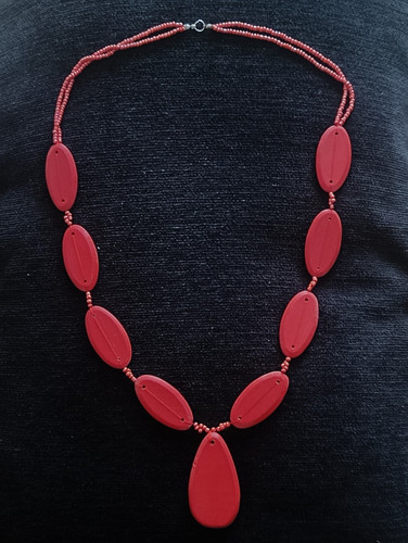 Ancien collier vintage bois