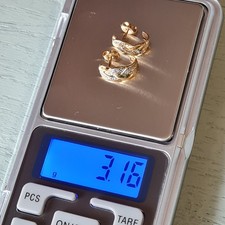 Boucles or 18K 3,16g torsadé micro-diamants 750 poinçon français