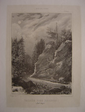 Grande lithographie de la Vallée des Roches 1840 Val d'Ajol Le Val-d'Ajol
