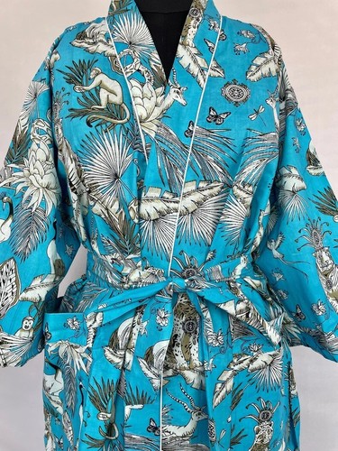Indien coton turquoise robe - coton,
