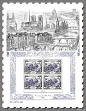 Affiche vue aérienne de Paris 93A sous  blister année 2022