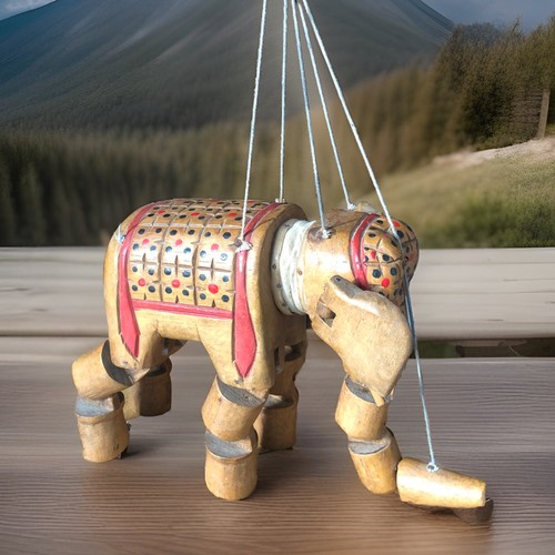 Marionnette elephant bois - elephant,