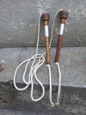 Corde à Sauter Collection Gymnastique Vintage Ancienne Bois Tourné Métal 