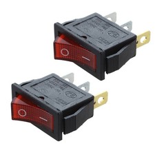 2X Interrupteur a bascule ON OFF  Bipolaire 28x10mm 250V 15A ROUGE 5997
