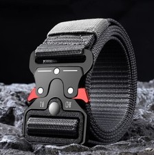 Ceinture Tactique, chasse, pêche et nature - Gris/boucle rouge - Livraison Grat.