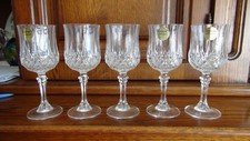 5 VERRES à PIED CRISTAL D'ARQUES LONGCHAMP de 146 mm de haut