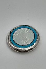 Boîte À Pilules En Argent Sterling Anglais Avec Émail Bleu Clair