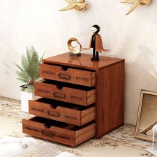 Organisateur de Bureau avec 4 Tiroirs Boîte à Mémoire Empilable En Bois pour