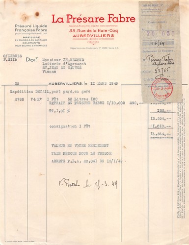 Facture 1949 presure liquide - ,