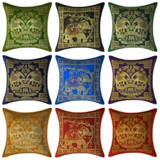 Housse de coussin en soie brocart indien design fait main taie d'oreiller...