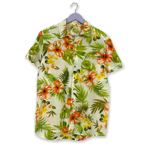Chemise vintage verte motif - À,