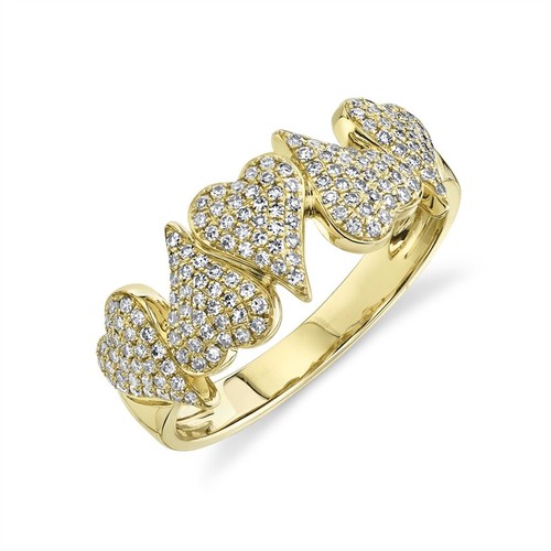14k jaune diamant coeur - or,