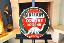Plaque émaillée bombée SINCLAIR opaline motor oil huile automobile
