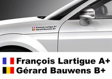 2 X SETS NOM PILOTE + COPILOTE + DRAPEAU COURSE NOIR AUTOCOLLANT STICKER (006)