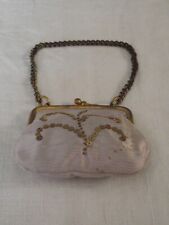 Petit sac de soirée à chaînette, en forme de petit porte monnaie en soie rose vi