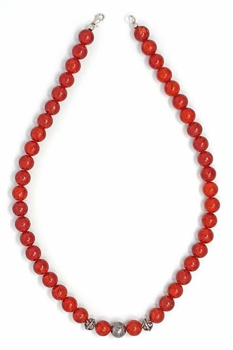 Collier perles corail - collier,