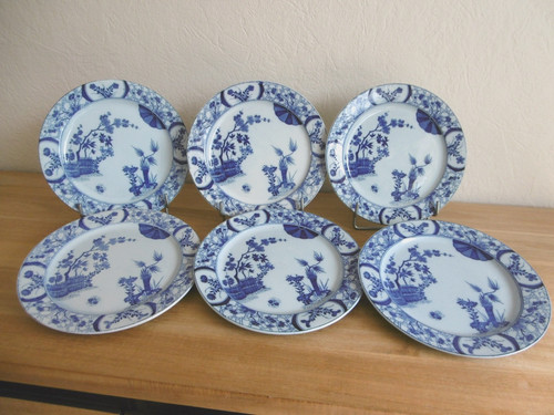 Six assiettes dessert faience - dessert,