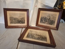 3 gravures encadrées bataille
