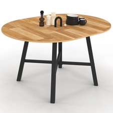 Table à manger extensible ronde MADELEINE 4-6 personnes bois et métal noir 110 -