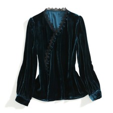 Femme Velours Dentelle Chemise