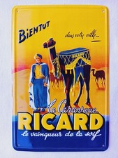 Plaque tôle publicitaire Apéritif anisette RICARD bar Marseille - chameau Yermel