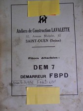catalogue - manuel - pièces détachées Berliet ? DEM . 7 démarreur FBPD ( réf 11