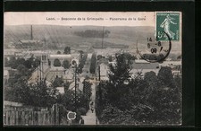 CPA Laon, Descente de la Grimpette, vue générale de la Gare 1909 