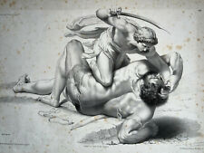 MICHEL ANGE Combat David Goliath LITHOGRAPHIE Becquet JOSEPHINE DUCOLLET XIX°