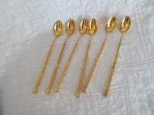6 cuillères à glace ou à mazagran en métal doré
