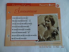 CARTE FICHE PLAISIR DE CHANTER PAULETTE DARTY AMOUREUSE