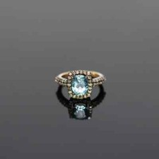 Topaze Bleu & Diamant Pavé