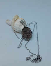 pendentif quartz fantôme lodolite en acier et chaine acier inoxydable unique