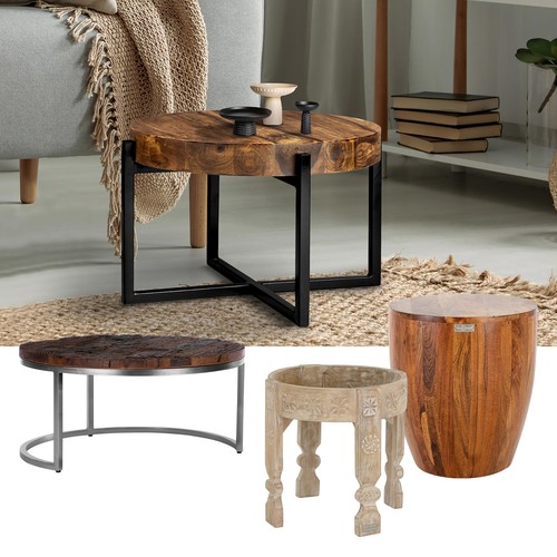 Table basse rustique bois - basse,