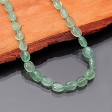 Collier femme A+++ délicat 18'' perles ovales lisses quartz vert pierre préci...