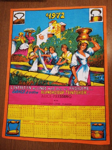Ancien calendrier tissu - calendrier,