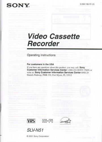 Sony slv n51 video - sony, cassette