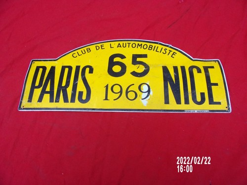 Plaque rallye paris - plaque, 1969