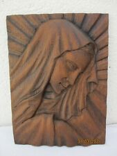 Tableau  portrait Sainte Vierge Marie bois sculpte Jean Claude Lardeux madone