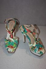 SAN MARINA Sandales hauts Talons Cuir imprimé floral T 38 TBE