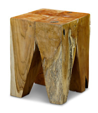 Table D'Appoint Bois Tabouret en de Teck à Fleurs Massif Chevet Neuf