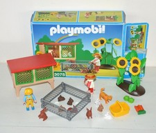 Décor PLAYMOBIL animaux clapier lapins enfants boite 3075 vintage