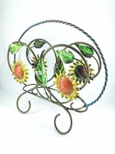 Porte-Magazines Fer Forgé Avec Tournesols Coloré Jaune Vert Meubles Maison