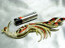 PAON GRANDE BROCHE OISEAU  PIERRES TAILLEES  BIJOUX JEWEL BIRD