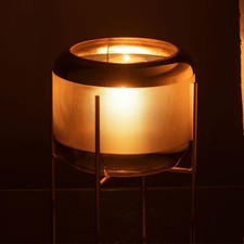 Vase rond motif sur pied verre