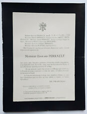 EDOUARD PERRAULT Hutteau Bourgeois FAIRE PART Saint Julien SENNECEY Chalon 1900